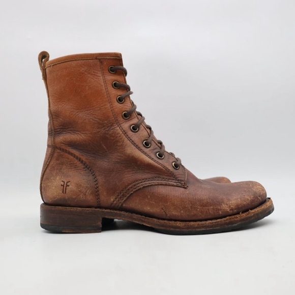 Frye Veronica Lace Up Leather Combat Boots - Picture 1 of 4